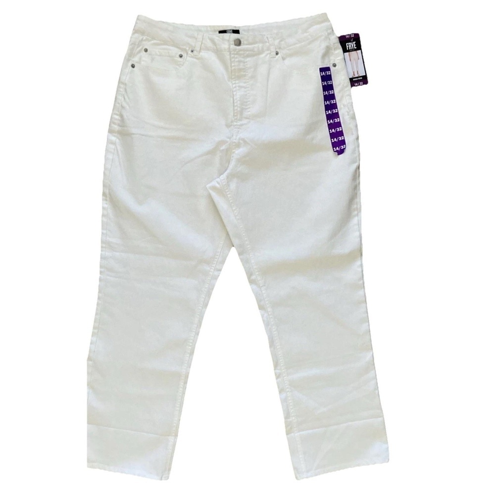 Frye High-Rise Crop Jeans unCuffed Ivory Denim Women's Size 14/32. CC